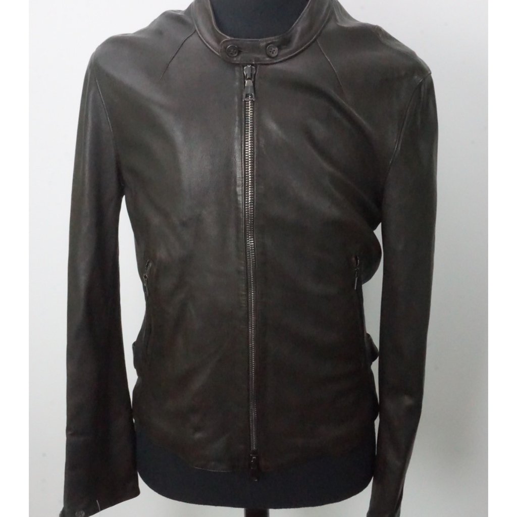 John Varvatos Lambskin Leather Brown Zip Front Jacket Sz 40 Brand Brand New John Varvatos Lambskin Leather Brown Zip Front Jacket Sz 40 Brand Brand New
